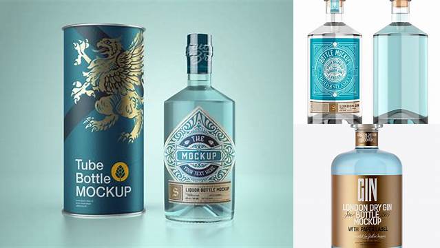 7165+ Clear Glass Gin Bottle PSD Mockup High-End Photoshop Mockup