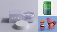 7165+ Glossy Cosmetic Jar with Box PSD Mockup Download Premium PSD Resource