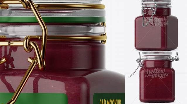 7168+ 100ml Glass Cranberry Jam Jar with Clamp Lid PSD Mockup Halfside View Premium Freebie for Designers