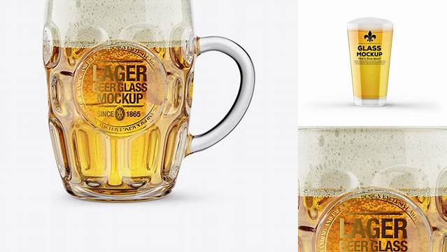 7168+ Britannia Glass With Lager Beer PSD Mockup Include TIFF