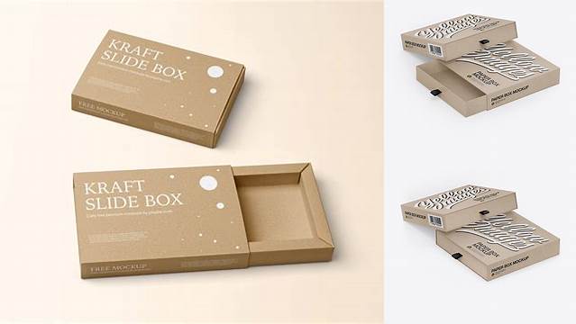 7176+ Kraft Slide Box PSD Mockup Half Side View Versatile Mockup for Designers