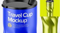 7177+ 390ml Matte Travel Cup PSD Mockup High-Angle Shot Free Digital Resource for Designers