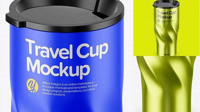 7177+ 390ml Matte Travel Cup PSD Mockup High-Angle Shot Free Digital Resource for Designers