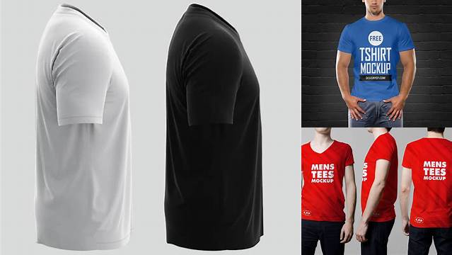 7177+ Men's T-Shirt PSD Mockup Side View Elegant Free Template