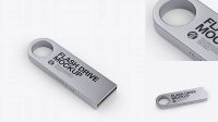 718+ Aluminium Flash Drive PSD Mockup Half Side View High-Angle Shot Exclusive Free Photoshop Mockup