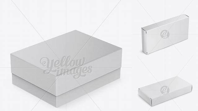 7181+ Paper Box PSD Mockup Halfside View High-Angle Shot High-End Creative PSD Template