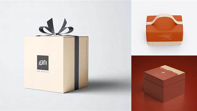 7182+ Wooden Gift Box PSD Mockup Half Side View Layered Photoshop Template