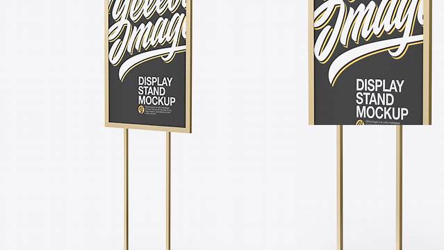 7188+ Metallic A1 Display Stand PSD Mockup Half Side View Download Exclusive PSD Mockups