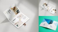 7189+ A4 Folded Brochure PSD Mockup High-Angle Shot Free Graphic Design Mockup File