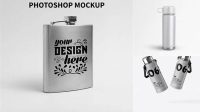 7192+ Matte Steel Flask PSD Mockup Front View Smart Layer Mockup Free