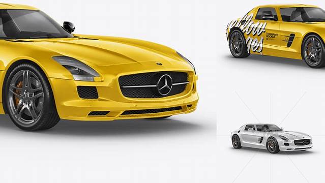 7192+ Mercedes-Benz SLS AMG PSD Mockup Half Side View Premium Freebie for Designers