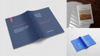 7196+ A4 Brochure PSD Mockup High-Angle Shot High-Quality Design Free PSD