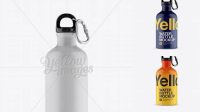 7201+ 330ml Matte Sport Bottle With Carabiner PSD Mockup Front View Premium Quality PSD Freebie