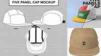 7204+ 5 Panel Cap Mockup Hight Resolution