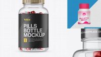 7211+ Clear Plastic Bottle With Metallic Pills PSD Mockup Modern and Unique Freebie PSD