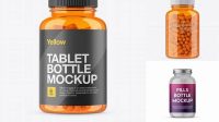 7211+ Orange Bottle With Capsules PSD Mockup Eye-Level Shot Modern PSD Templates