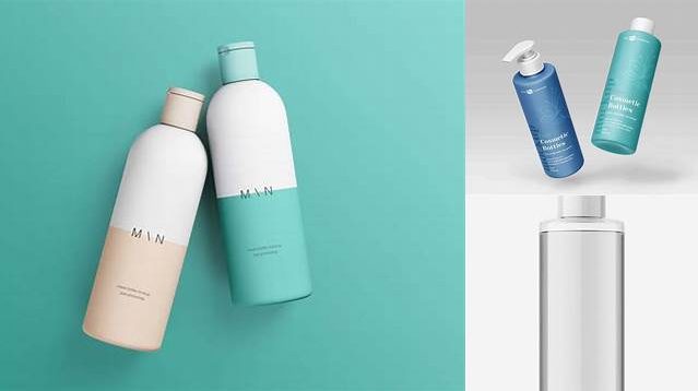 7212+ Cosmetic Bottle With Transparent Liquid PSD Mockup Best for Showcase