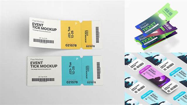 7213+ Paper Ticket PSD Mockup High-End Photoshop Mockup