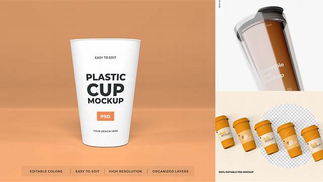 7214+ Reusable Plastic Cup Mockup Fully Editable PSD Template