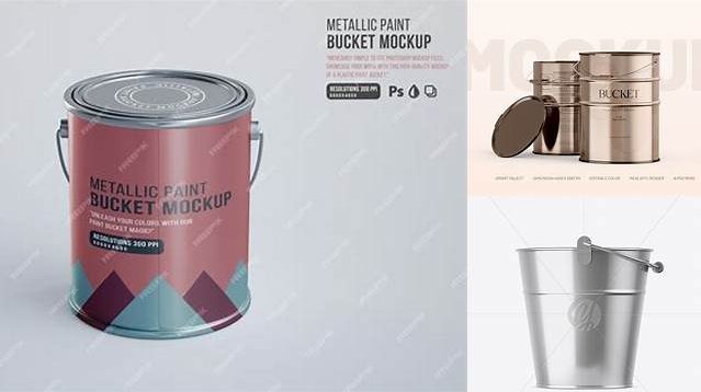 7216+ Metallic Bucket PSD Mockup Side View Best for Showcase