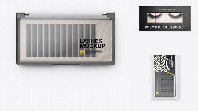 7218+ Closed Transparent Box with Lashes PSD Mockup Top View Free PSD