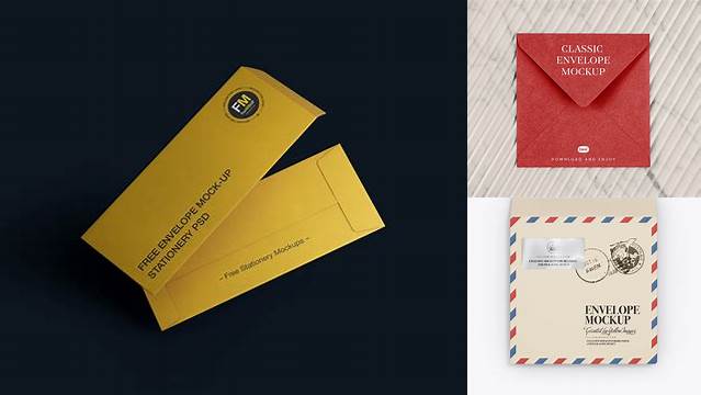 722+ Opened Paper Envelope PSD Mockup Front View Free Premium Photoshop Template Download