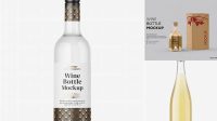 7220+ Clear Glass White Wine Bottle with Cap PSD Mockup Custom PSD Mockup Template