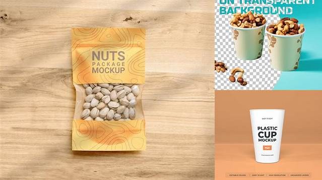 7223+ 200g Plastic Cup with Mixed Nuts PSD Mockup Editable Photoshop Free Mockup