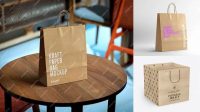 7224+ Square Kraft Paper Bag PSD Mockup Half Side View Download Free PSD