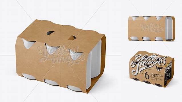 7228+ Carton 6 Pack 0.33L Cans Carrier PSD Mockup Front View High-Angle Shot High-Resolution Graphic