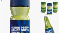 7230+ Glass Pesto Sauce Bottle PSD Mockup Free Graphic Mockup PSD