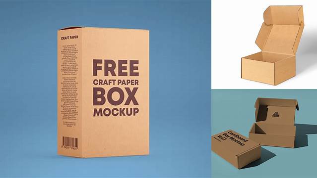 7231+ Matte Kraft Box PSD Mockup Half Side View Fully Customizable Mockup PSD Free