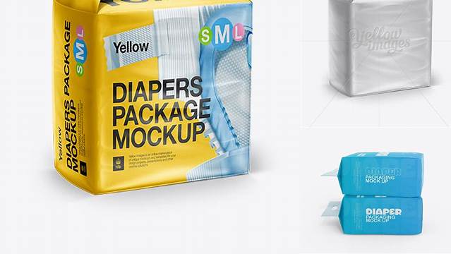 7233+ Diapers Large Package Half Side View PSD Mockup Professional Quality Freebie PSD File