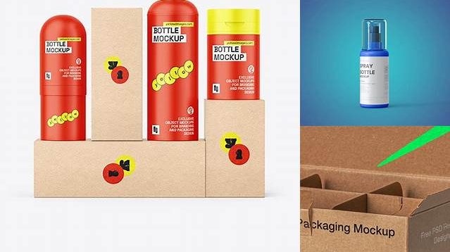 7239+ Matte Spray Bottle with Kraft Box PSD Mockup Free Design Resource