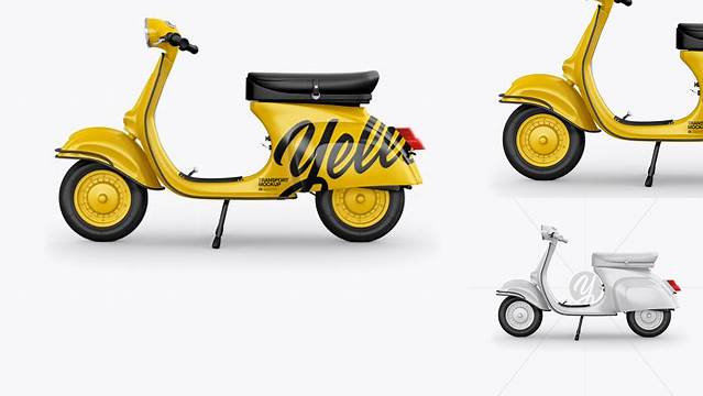 7240+ Vespa Scooter PSD Mockup Left Side View Advanced Editable PSD