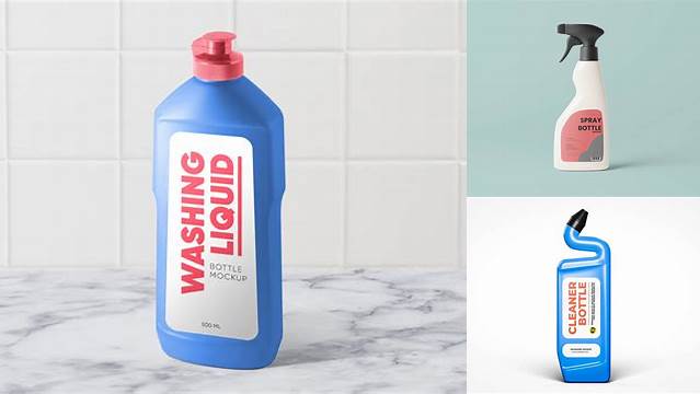 7242+ Plastic Cleaner Bottle PSD Mockup High-Resolution Editable PSD