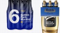 7244+ 6 Bottles Pack PSD Mockup Front View High-Angle Shot Customizable Photoshop Template