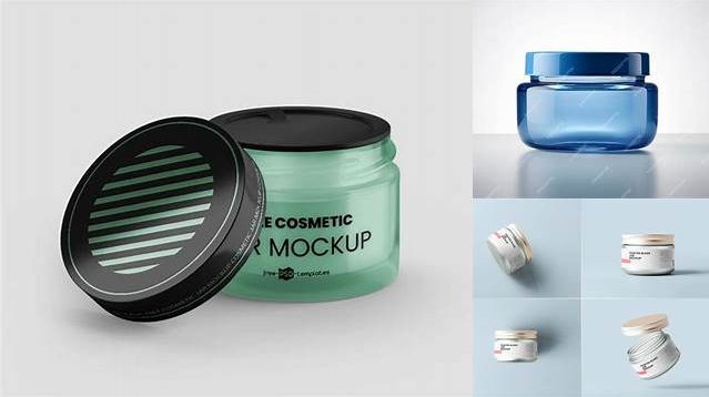 7252+ Dark Blue Glass Cosmetic Jar PSD Mockup Digital Resource Free Download