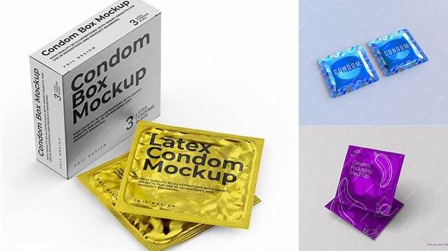 7256+ Condom Packaging PSD Mockup Professional Quality PSD Freebie