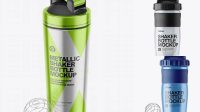 7259+ Metallic Shaker Bottle With Blender Ball PSD Mockup Versatile Mockup for Designers