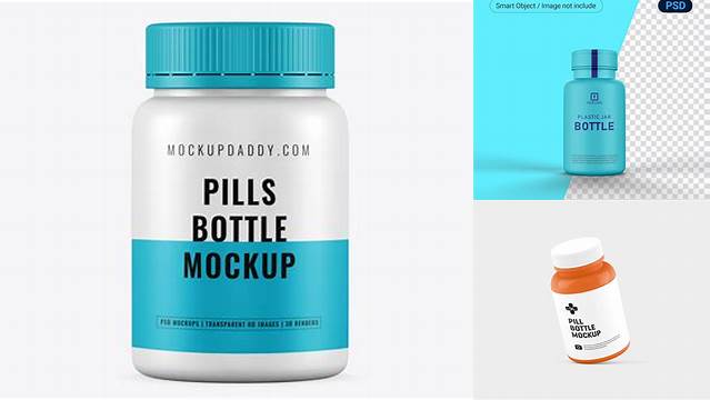 726+ Plastic Pills Bottle PSD Mockup Front View High-Angle Shot PSD Download