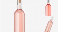 7263+ Clear Glass Bottle with Pink Wine PSD Mockup Smart PNG Image