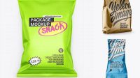 7264+ Matte Metallic Snack Package PSD Mockup Hero Shot Smart Editable Design Mockup