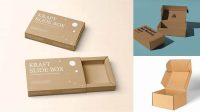 7268+ Three Kraft Boxes PSD Mockup Half Side View Smart Object-Based PSD Template Free