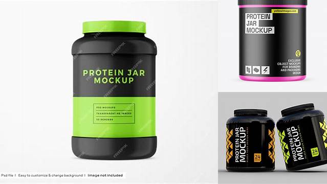 7269+ Matte Protein Jar PSD Mockup High-Angle Shot Download Professional PSD