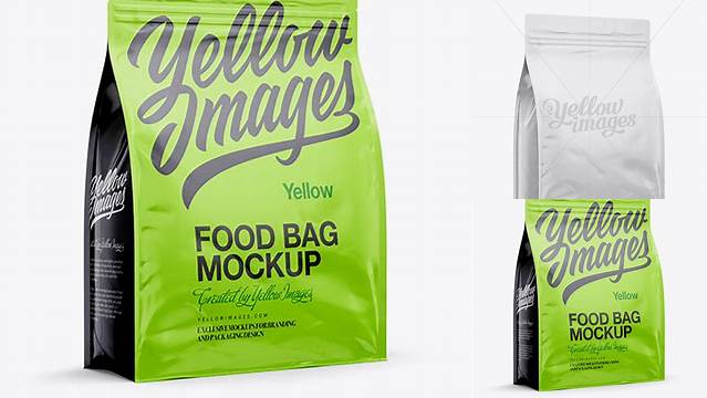 727+ 30oz Plastic Food Bag PSD Mockup Half Side View Advanced Editable PSD