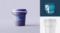 7271+ Matte Plastic Paint Bucket PSD Mockup Front View Advanced Editable Template Free