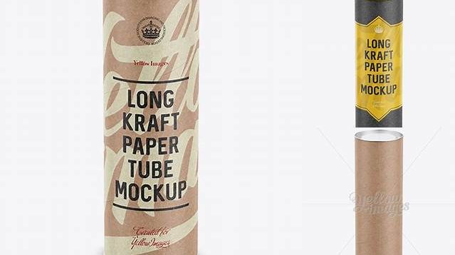 7273+ Extra Long Kraft Paper Tube with a Convex Lid and a Paper Label High-Angle View Elegant Free Graphic Resource