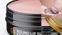 7275+ Opened Glossy Lip Balm Tin PSD Mockup Front View High-Angle Shot Download Free