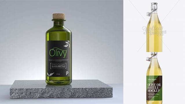 728+ Clear Glass Olive Oil Bottle With Clamp Lid PSD Mockup High-Quality PSD Files